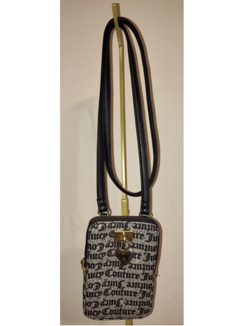 Juicy Couture Monogram Mini Bag with Gold Heart Lock